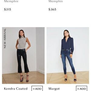 L'AGENCE Black Kendra high rise crop noir coated